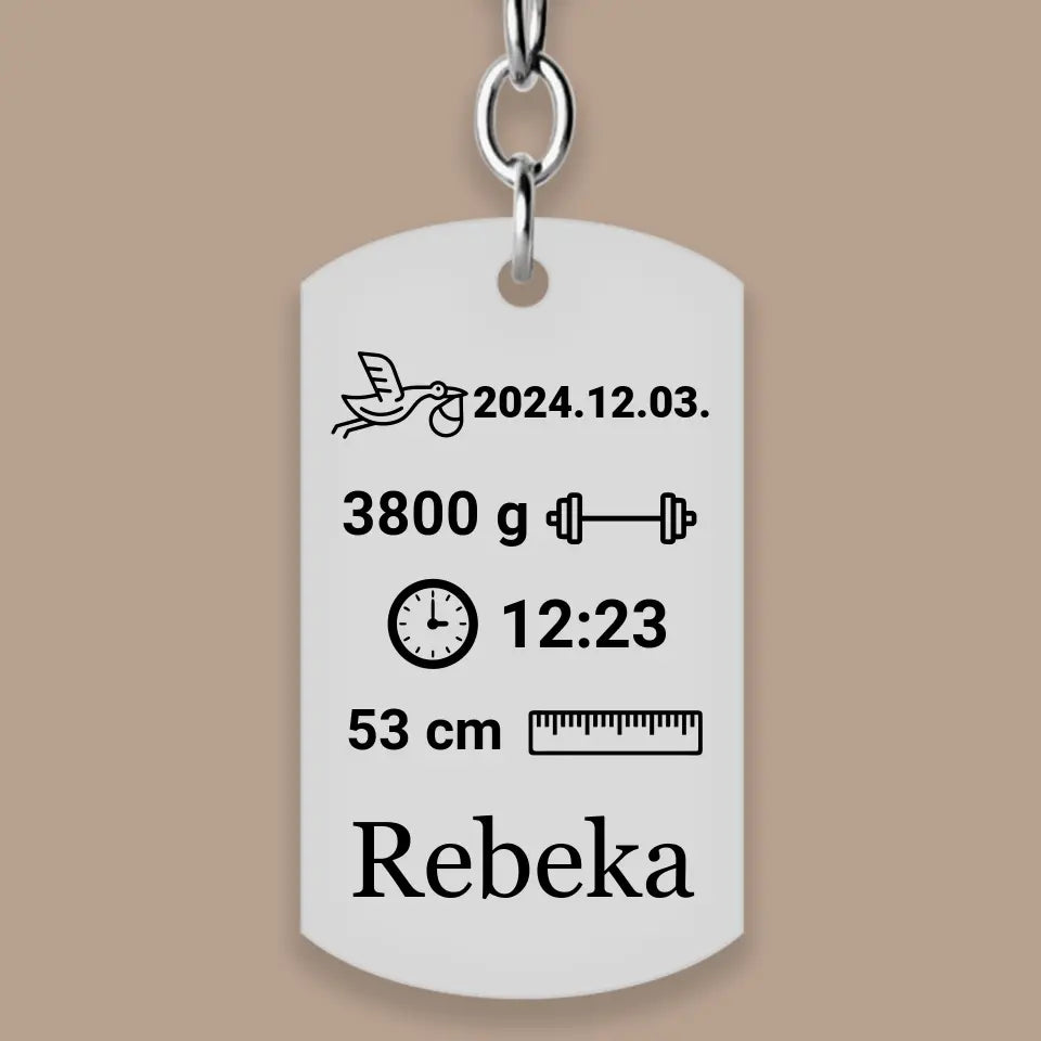 Baba emlékőrző kulcstartó – 1 gyermekes, emlékőrző ajándék