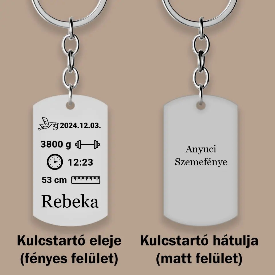 Baba emlékőrző kulcstartó – 1 gyermekes, baba ajándék