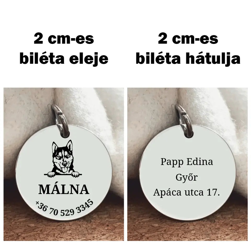 Husky kutya biléta 2 méretben