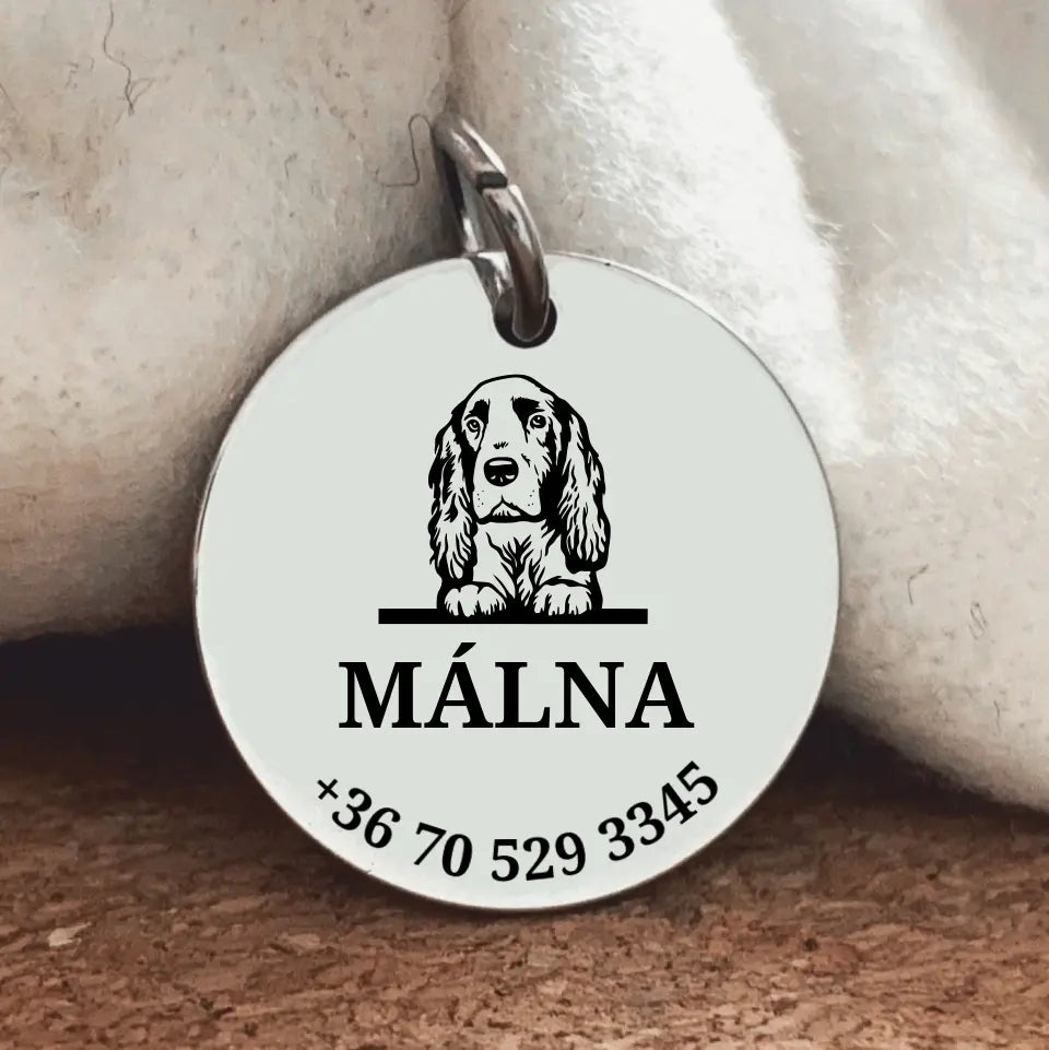 Gravírozott biléta Spániel kutyának egyedi medál