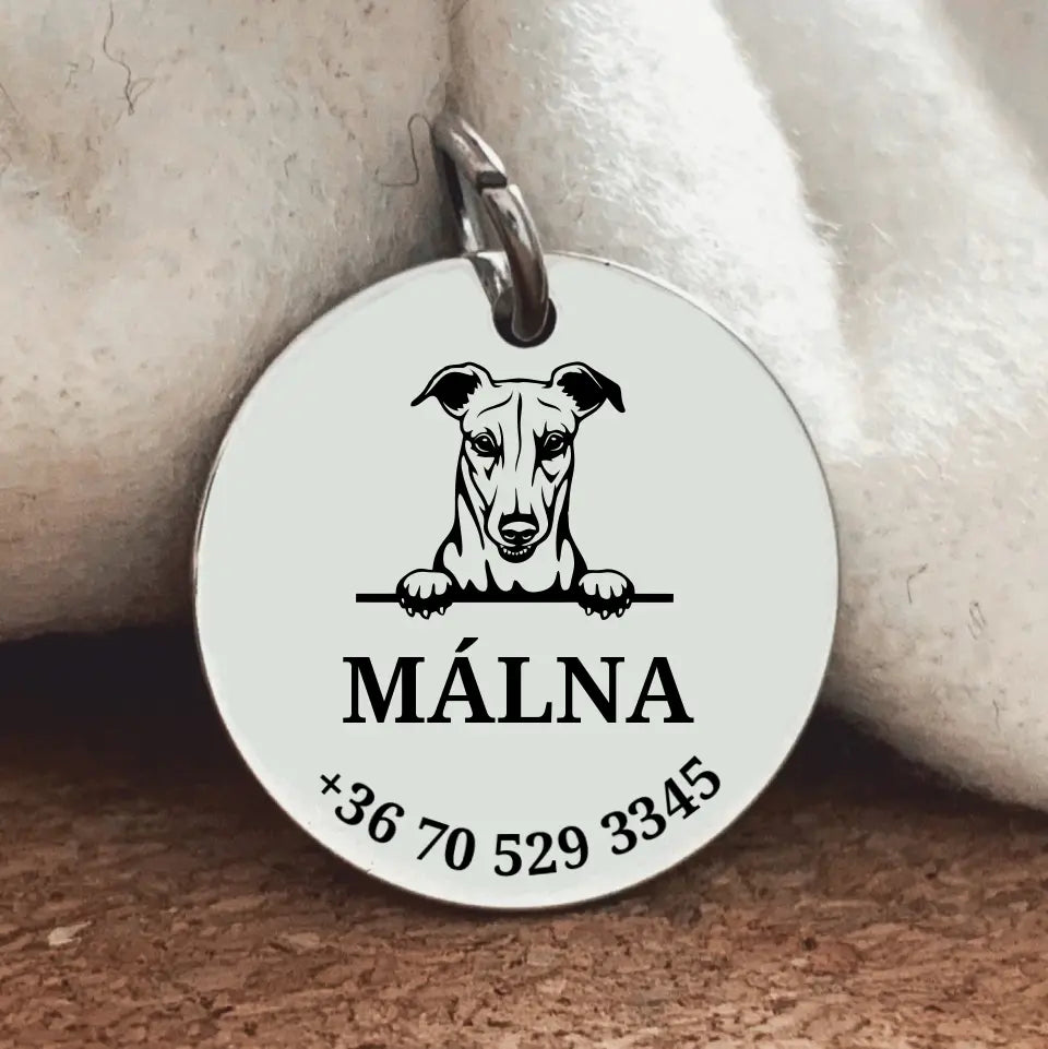 Biléta Agár kutyusnak, nemesacél medál