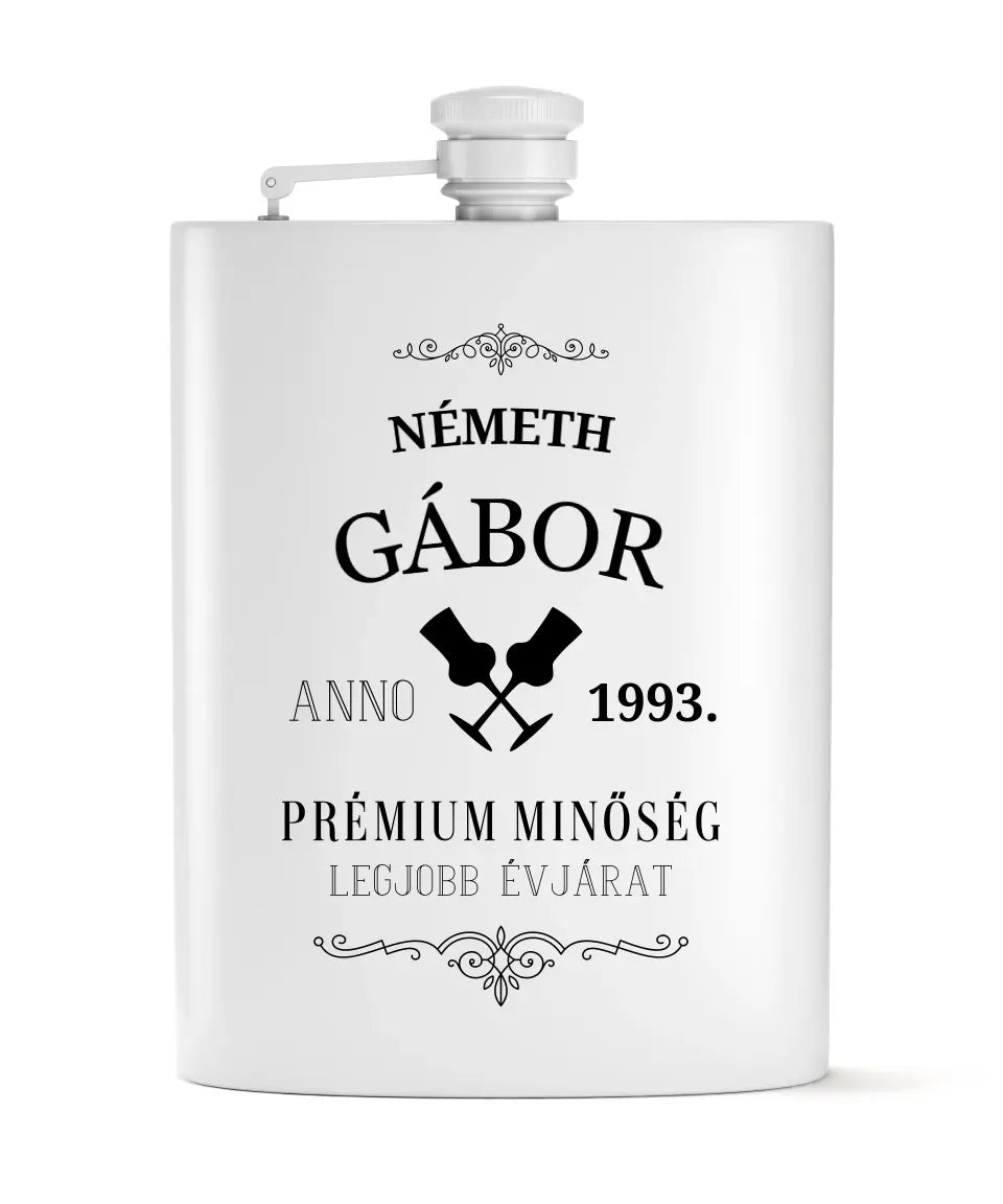 	 Pálinkás ajándék – saját neves flaska szett férfiaknak ajándékba n évvel és évszámmal