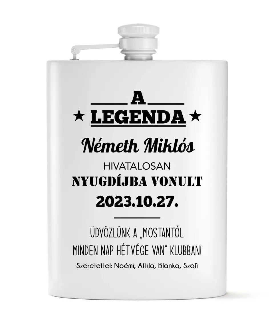 Ajándék nyugdíjba vonulásra – vicces flaska szett egyedi névvel saját felirattal