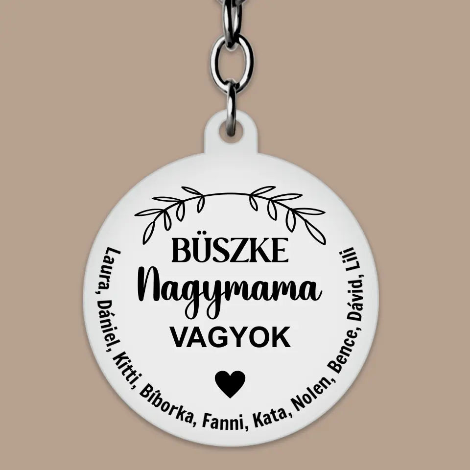 Egyedi büszke nagymama kulcstartó