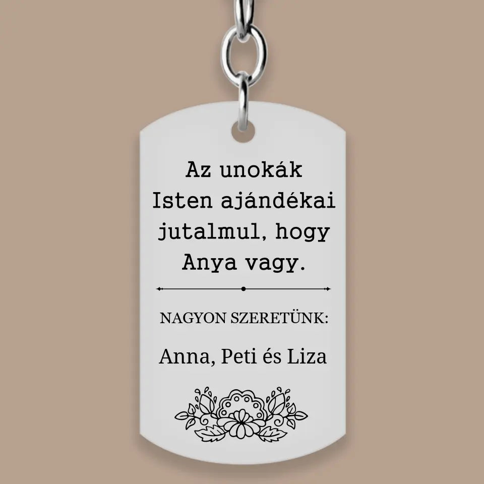 ajándék nagymamának unokás kulcstartó az unokák nevével