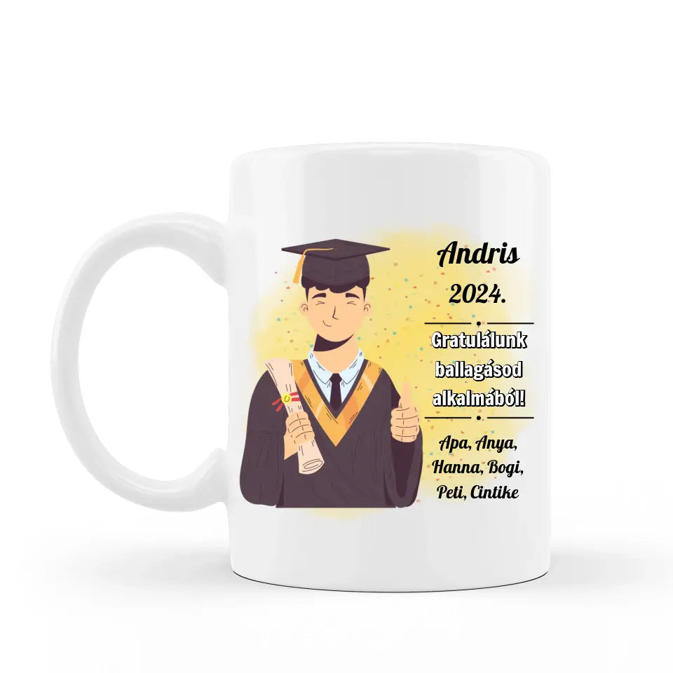 Egyedi bögre ballagó fiúknak