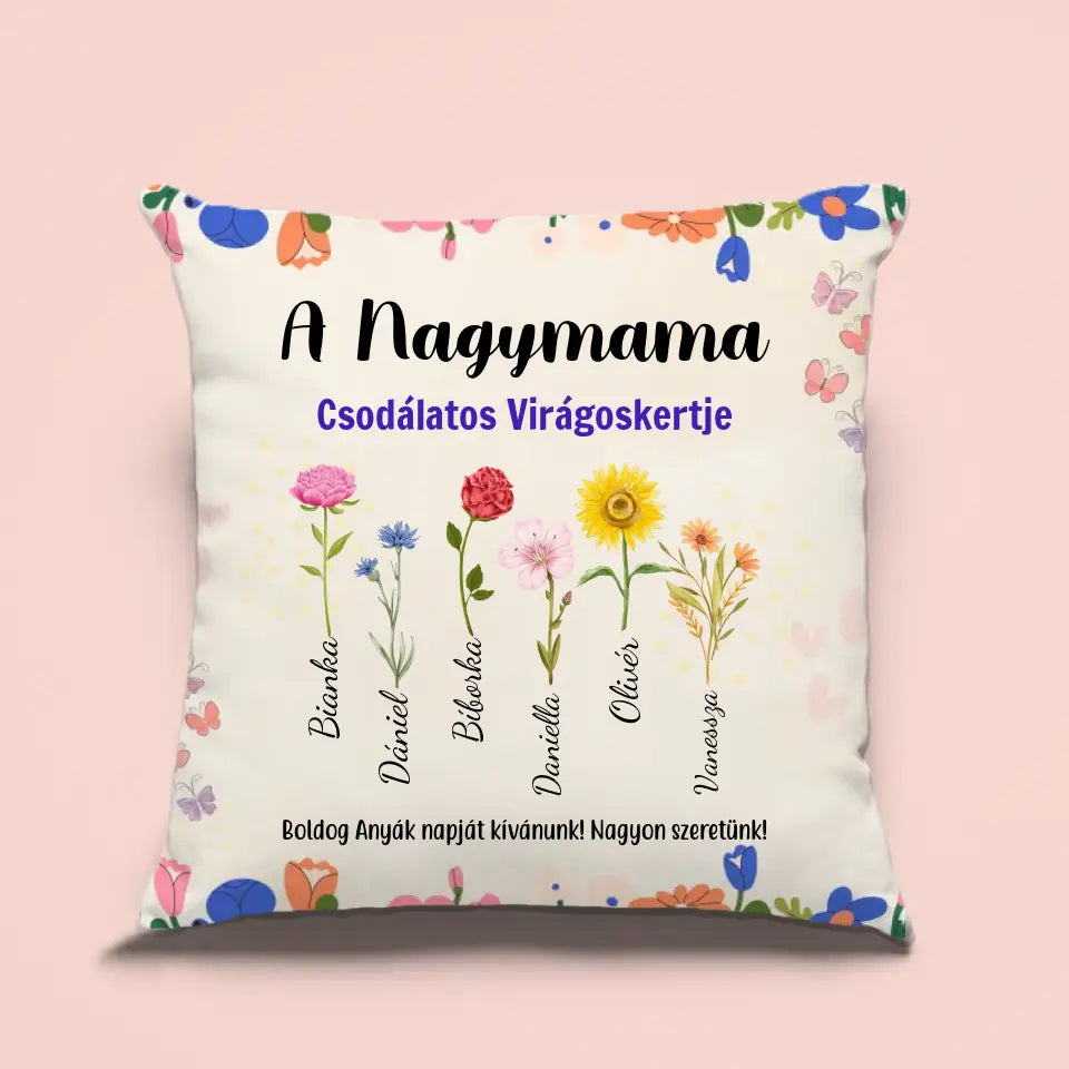Virágos anyák napi párna nagymamának