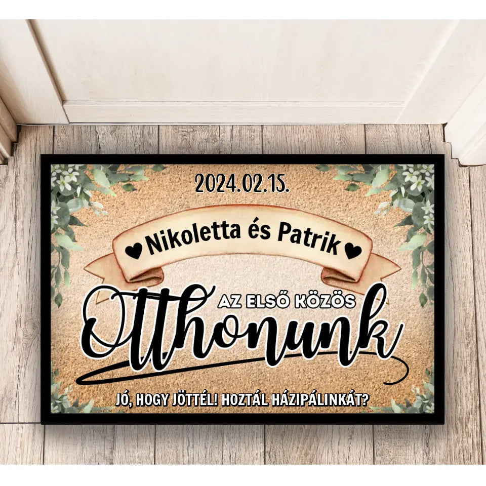 Első közös otthonunk - személyre szabható lábtörlő