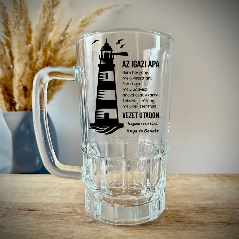 Ajándék édesapáknak – világítótornyos söröskorsó