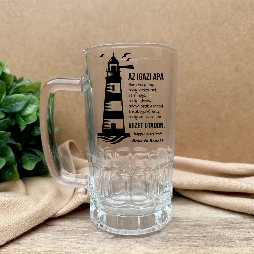 Világítótornyos söröskorsó apáknak