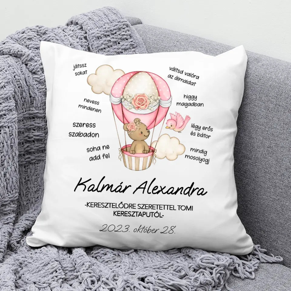 kislány keresztelői ajándék - cuki párna