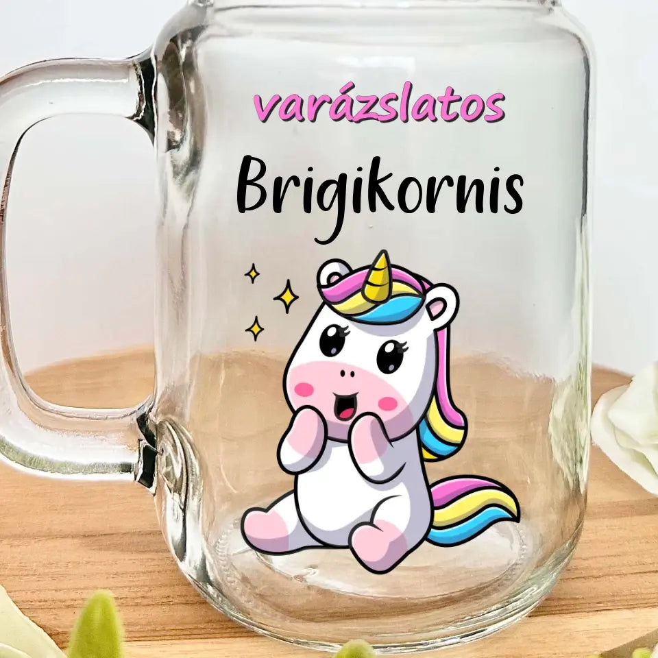 Pahar de limonadă Unicorn cu propriul tău nume