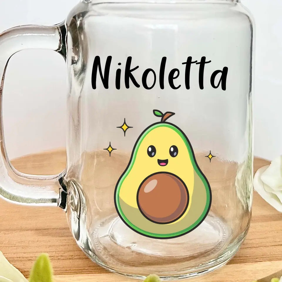 Pahar de limonadă cu avocado și nume propriu