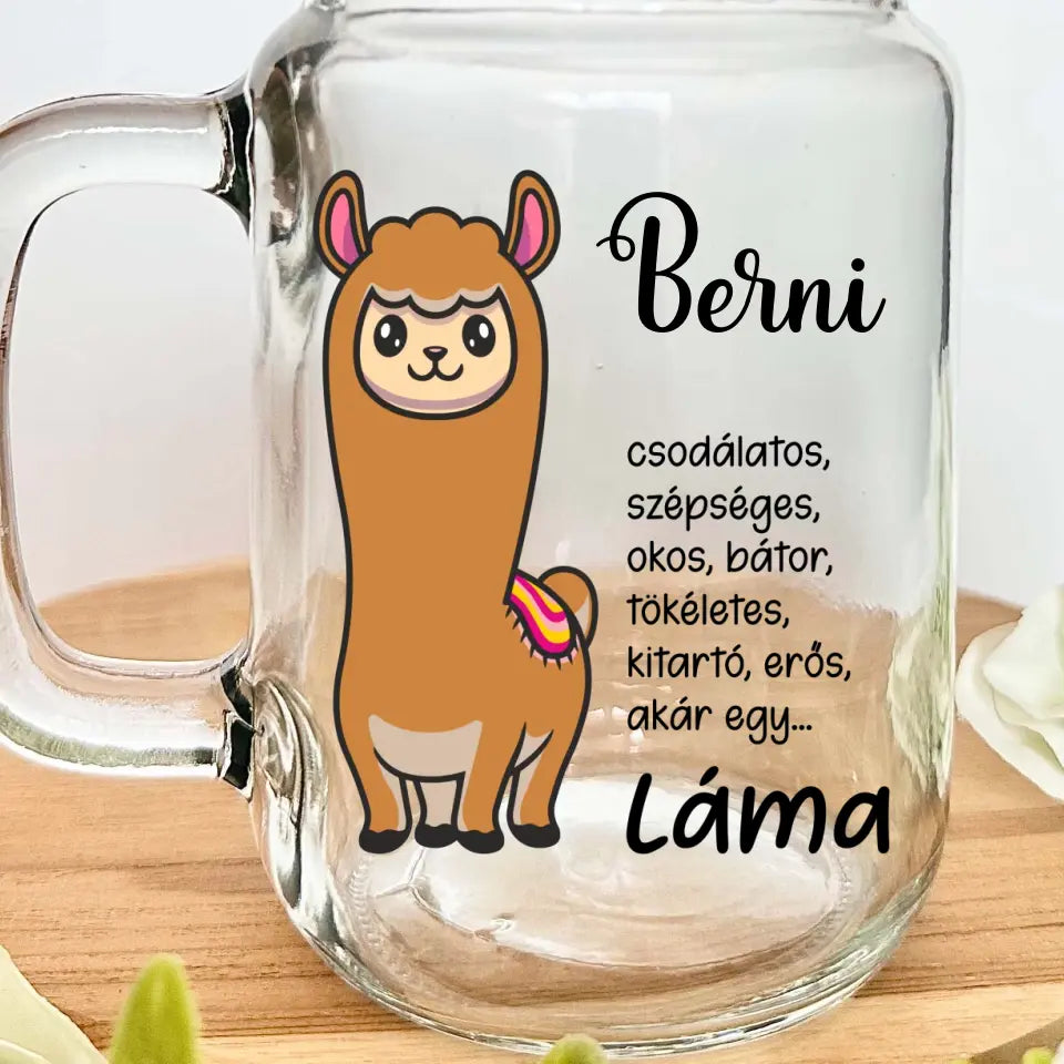 Pahar de limonadă Llama cu propriul tău nume
