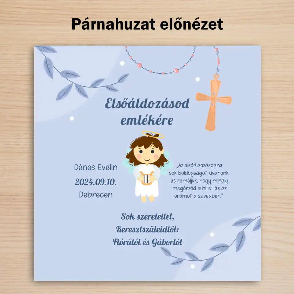 Cadou de Prima Împărtășanie de la nași - pernă fermecătoare