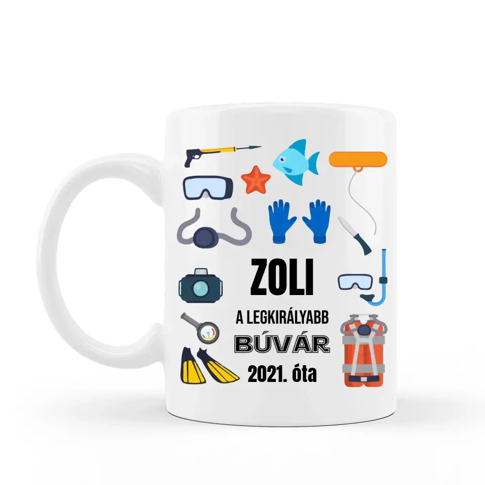 búvár mintás bögre