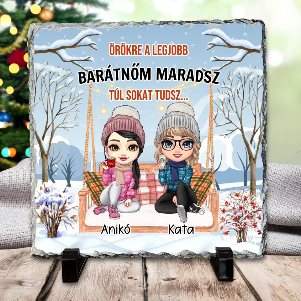 Karácsonyi dekor kőtábla barátnőnek