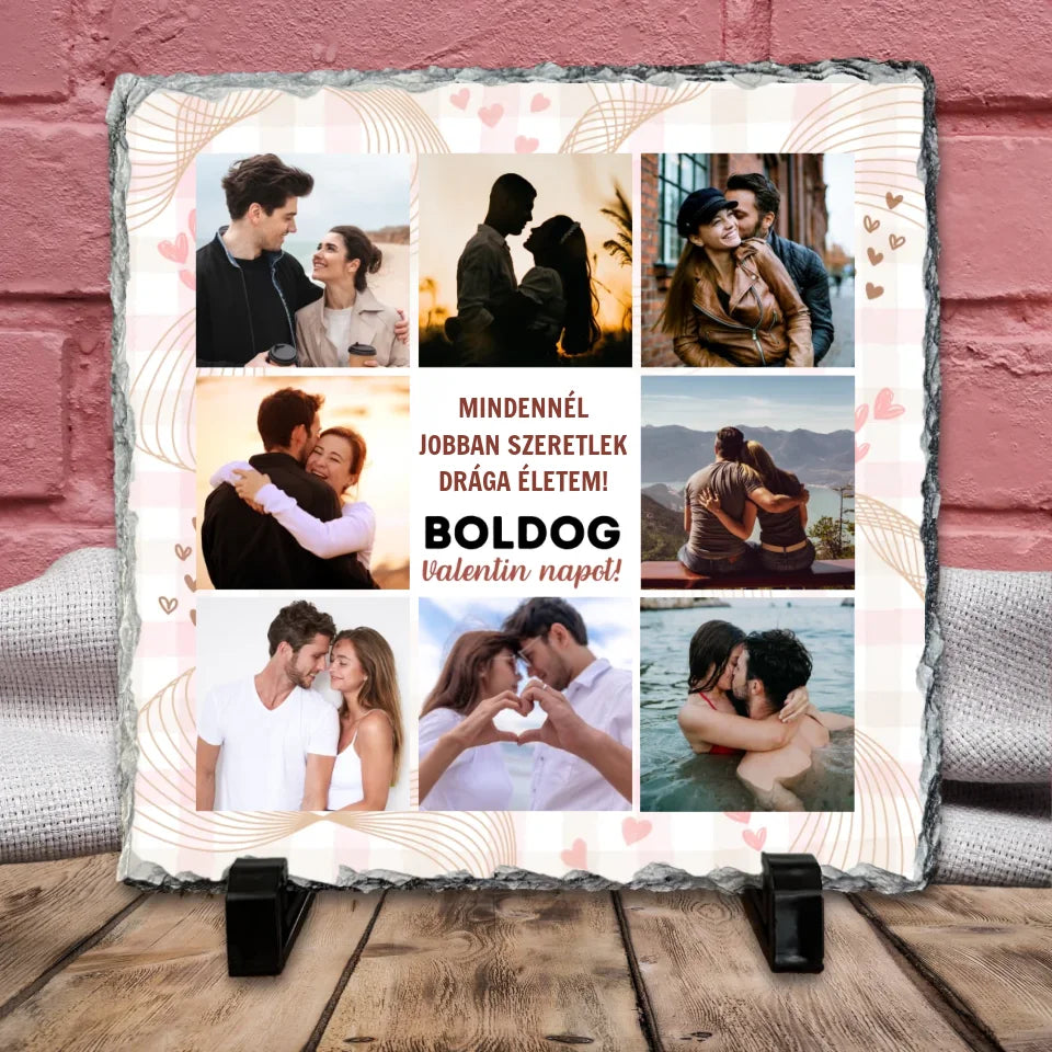 Fényképes dekor kőtábla Valentin napra