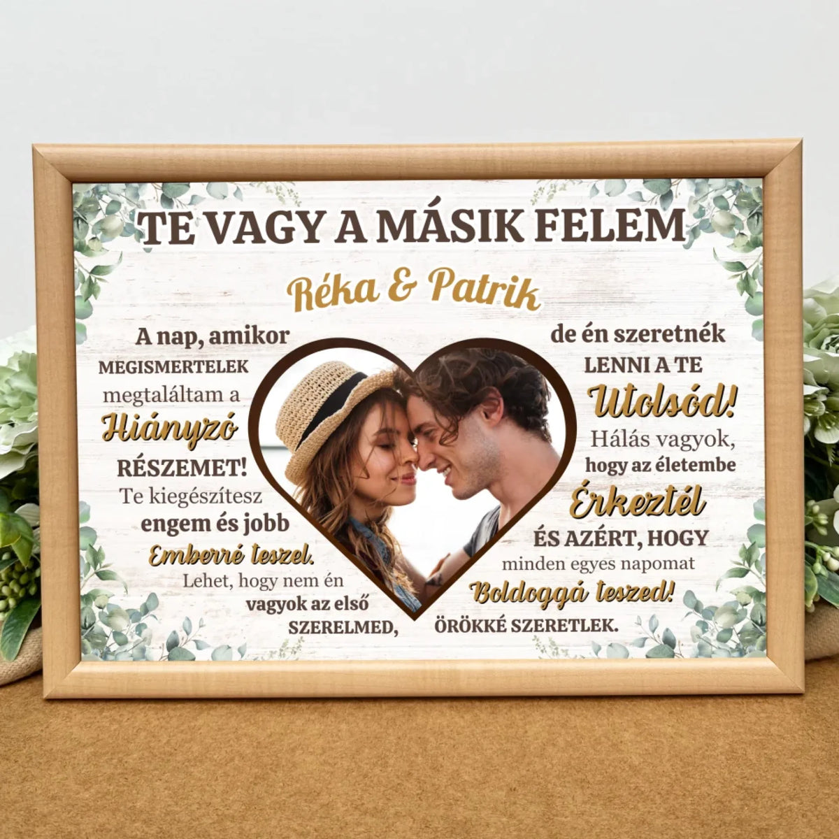 Romantikus, fényképes dekorkép pároknak