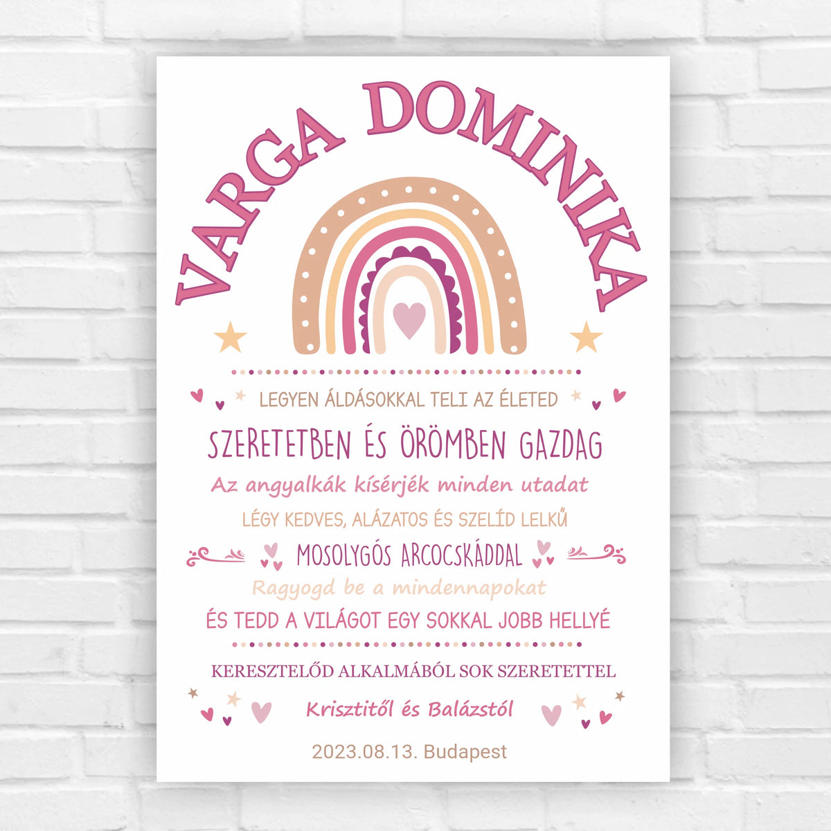 Cadou de botez pentru o fetiță – o imagine de perete minunată