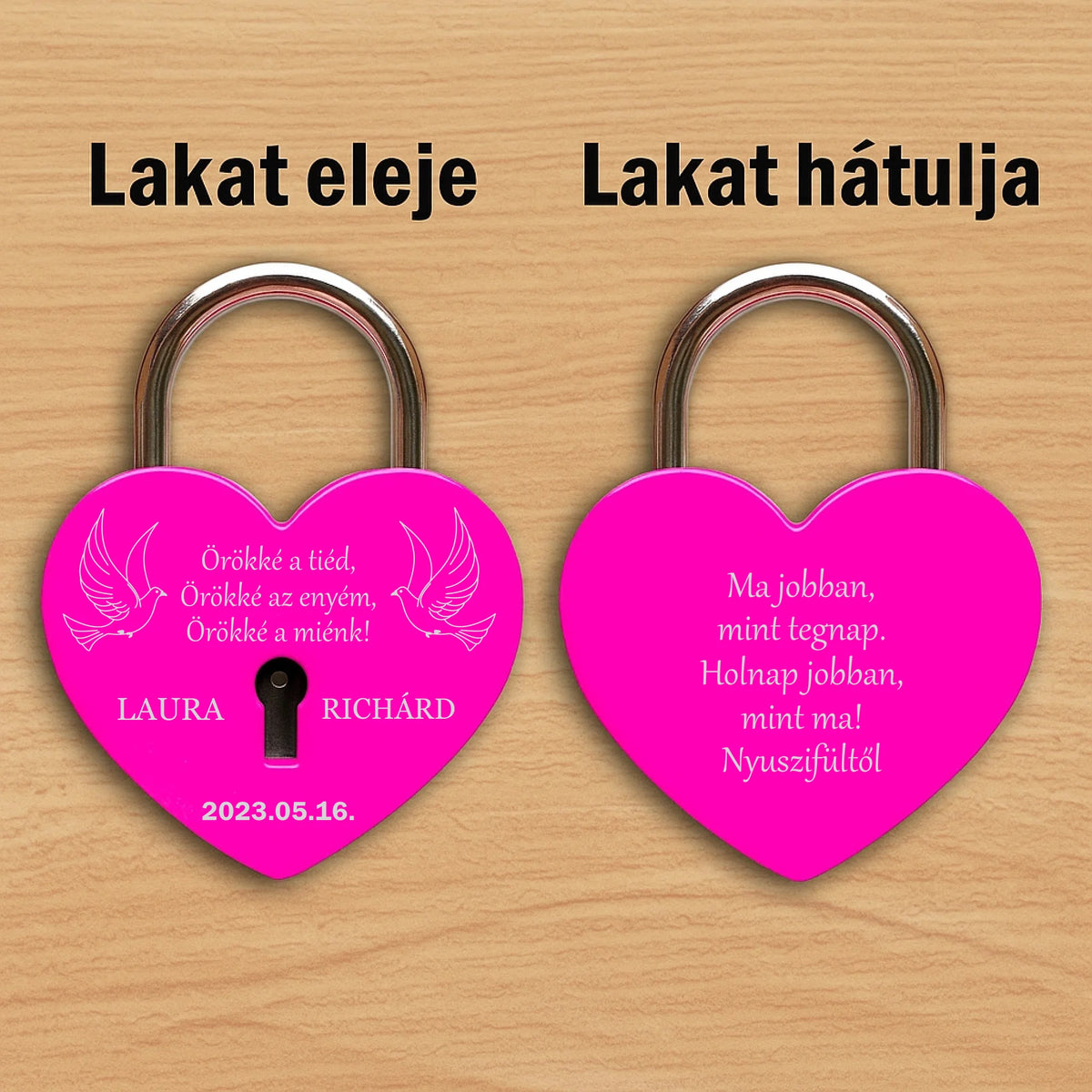 Rózsaszín szív lakat 2 oldalas
