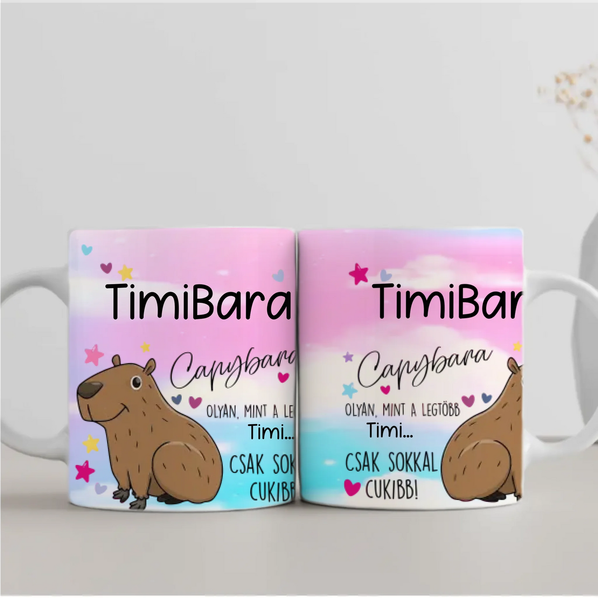 Cană drăguță și colorată cu capibara – cu propriul tău nume