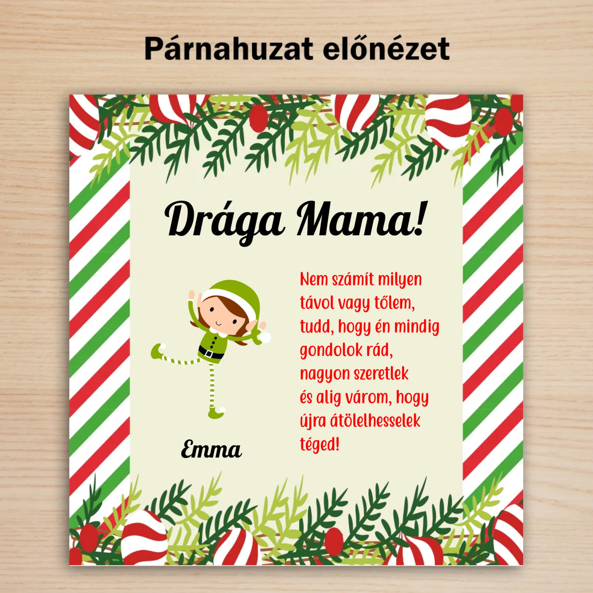 Pernă de Crăciun cu elf și nume de nepoți