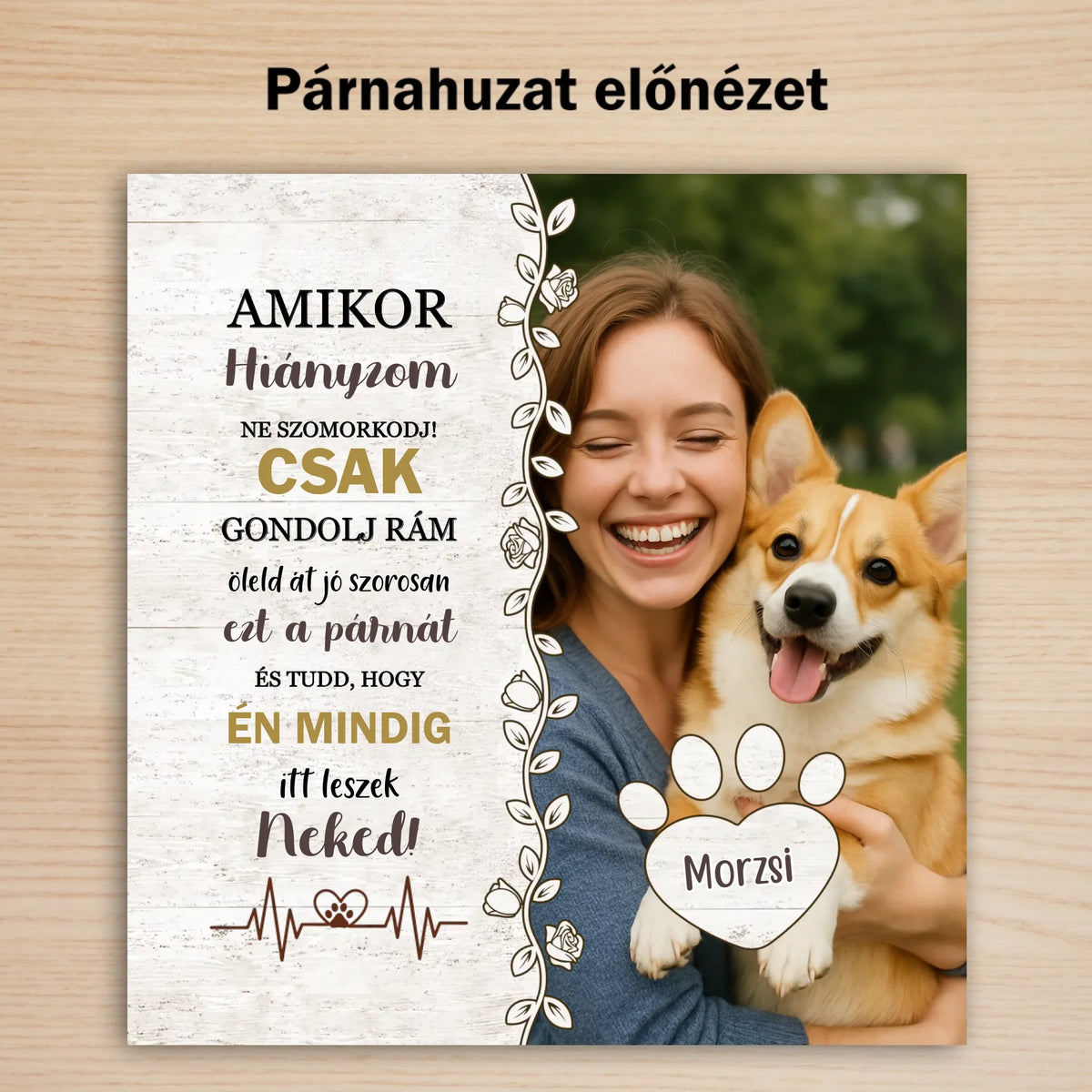 Pernă pentru câini cu fotografie pentru stăpâni