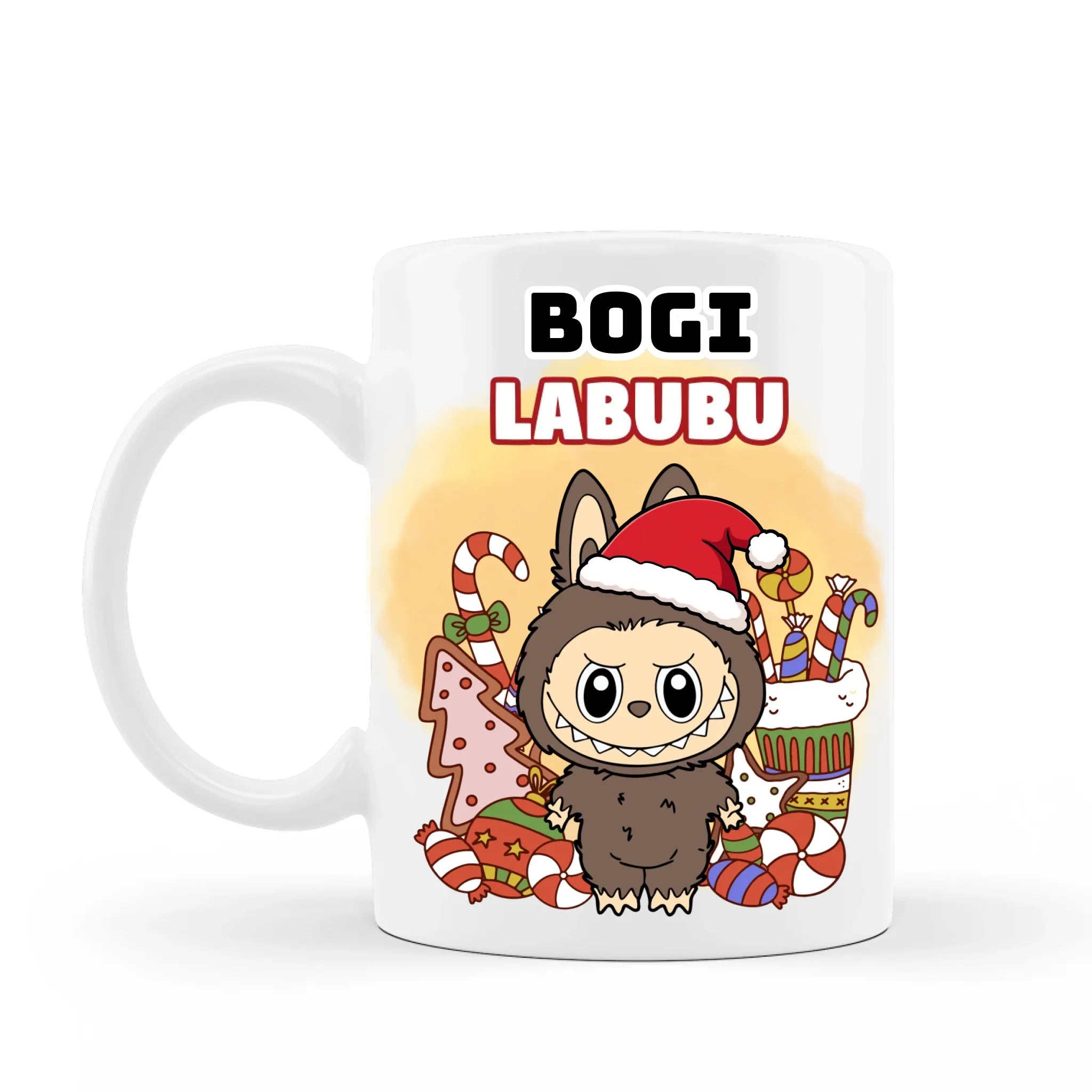 Labubu karácsonyi bögre saját névvel