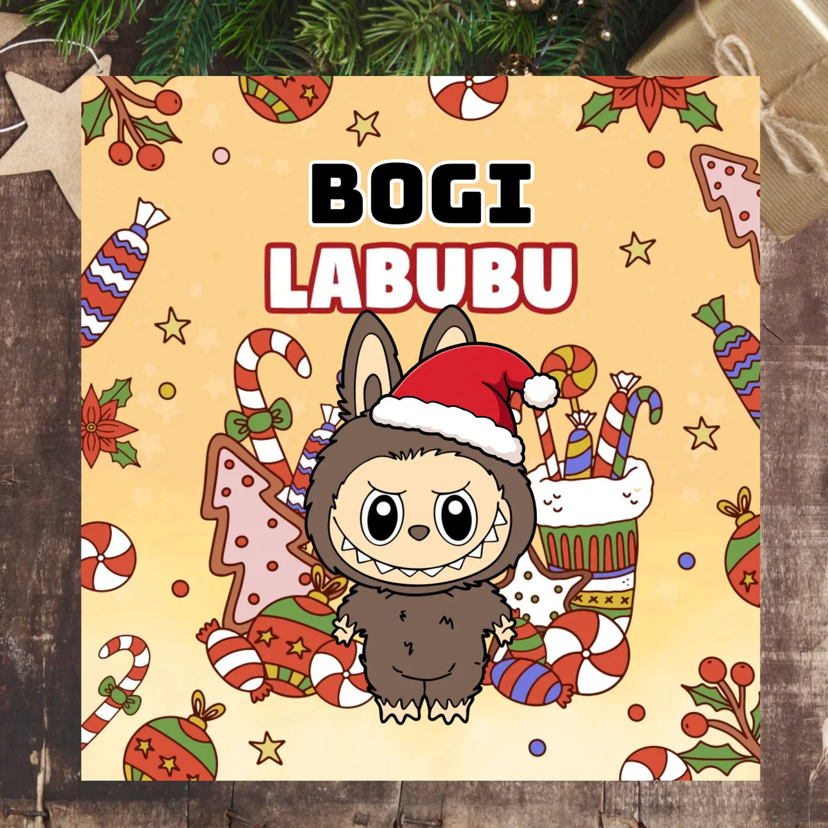 Labubu karácsonyi párna - saját neves