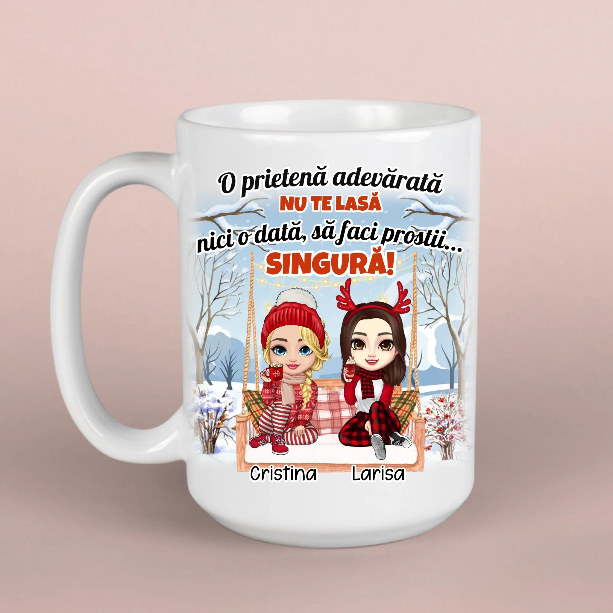 Cană amuzantă de iarnă pentru prietene - 330 ml și 450 ml