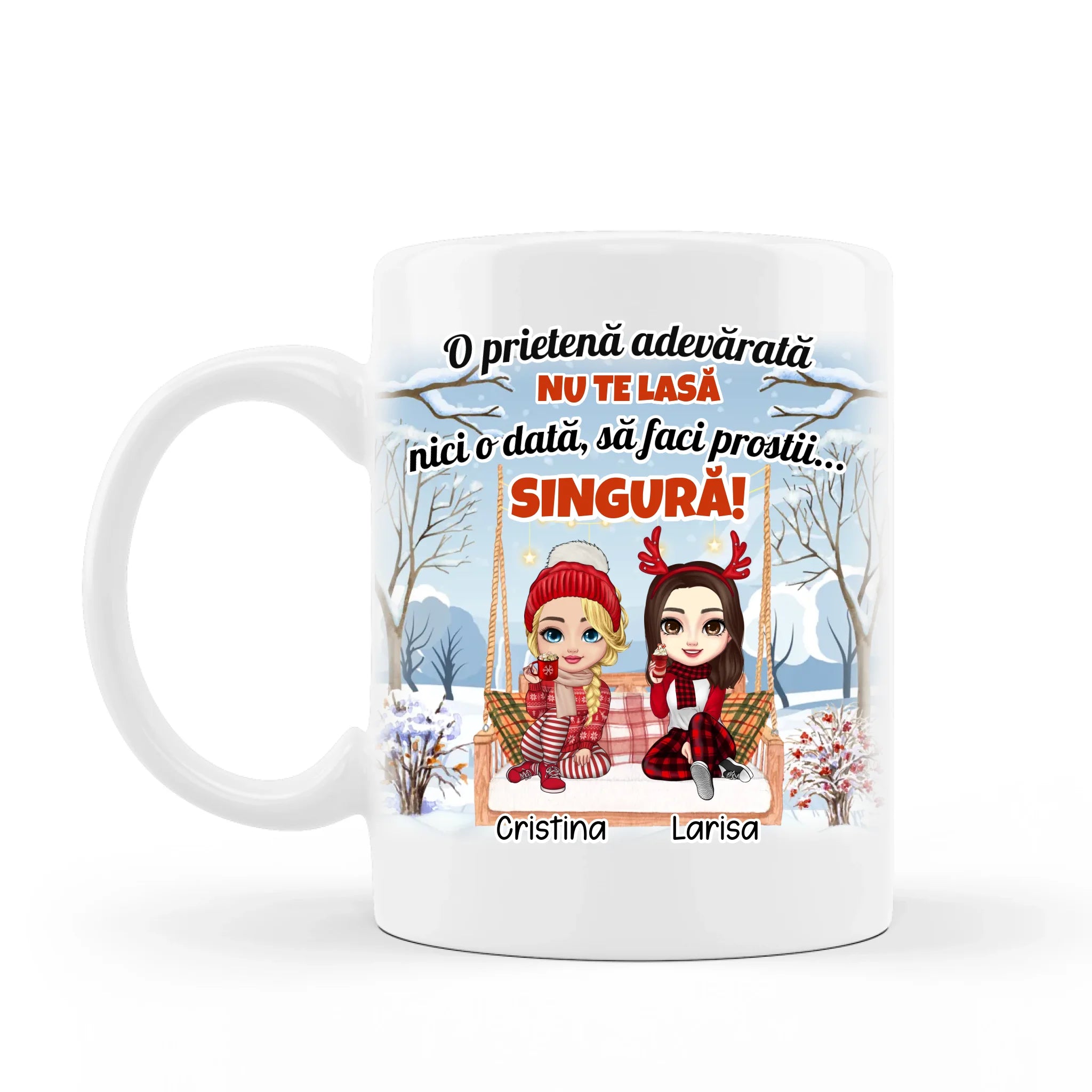 Cană amuzantă de iarnă pentru prietene - 330 ml și 450 ml