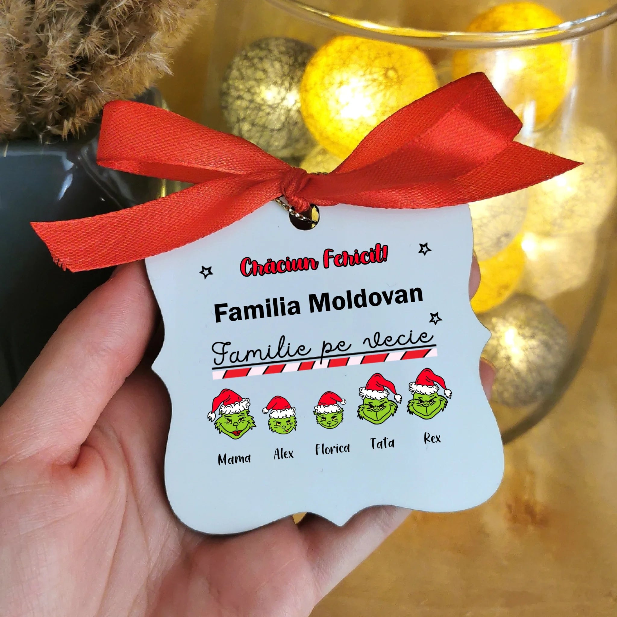 Decorațiune pentru bradul de Crăciun cu familia Grinch