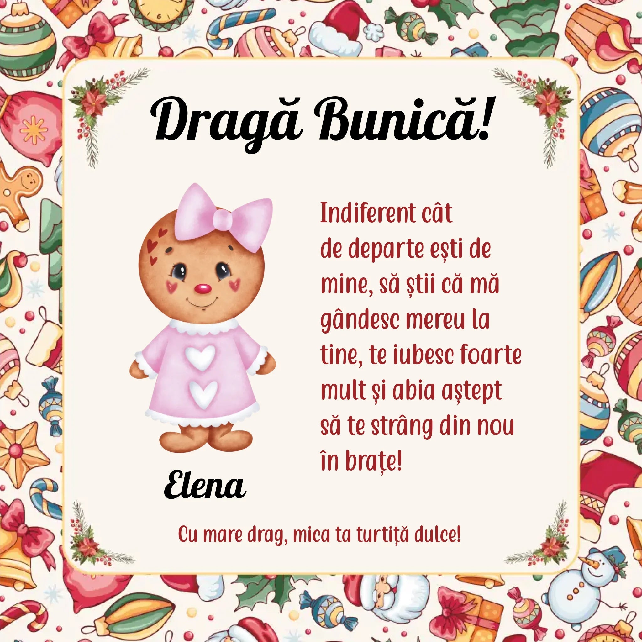 Pernă de Crăciun cu turtițe dulci pentru bunici