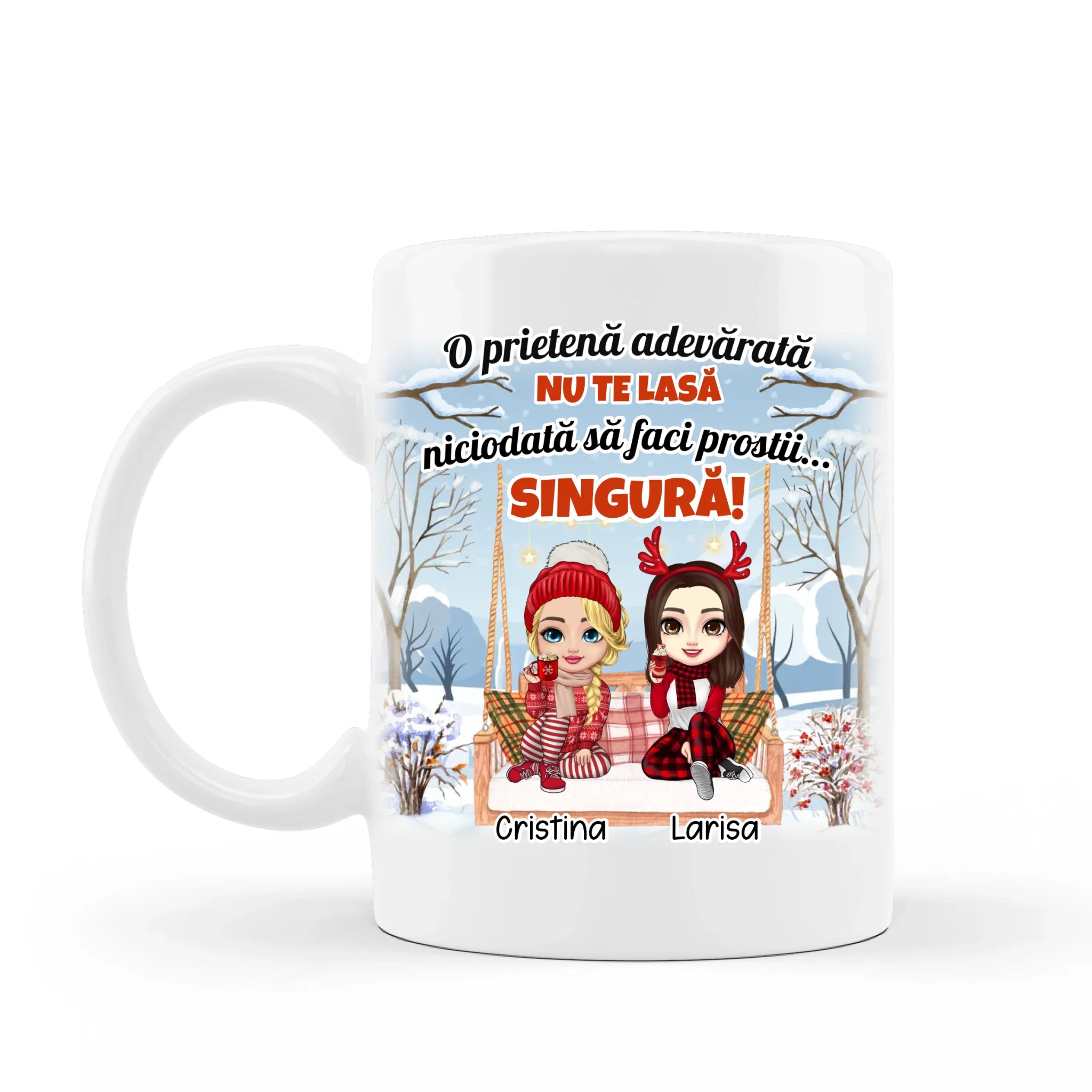 Cană amuzantă de iarnă pentru prietene - 330 ml și 450 ml