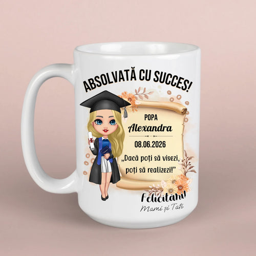 Cană cadou de absolvire