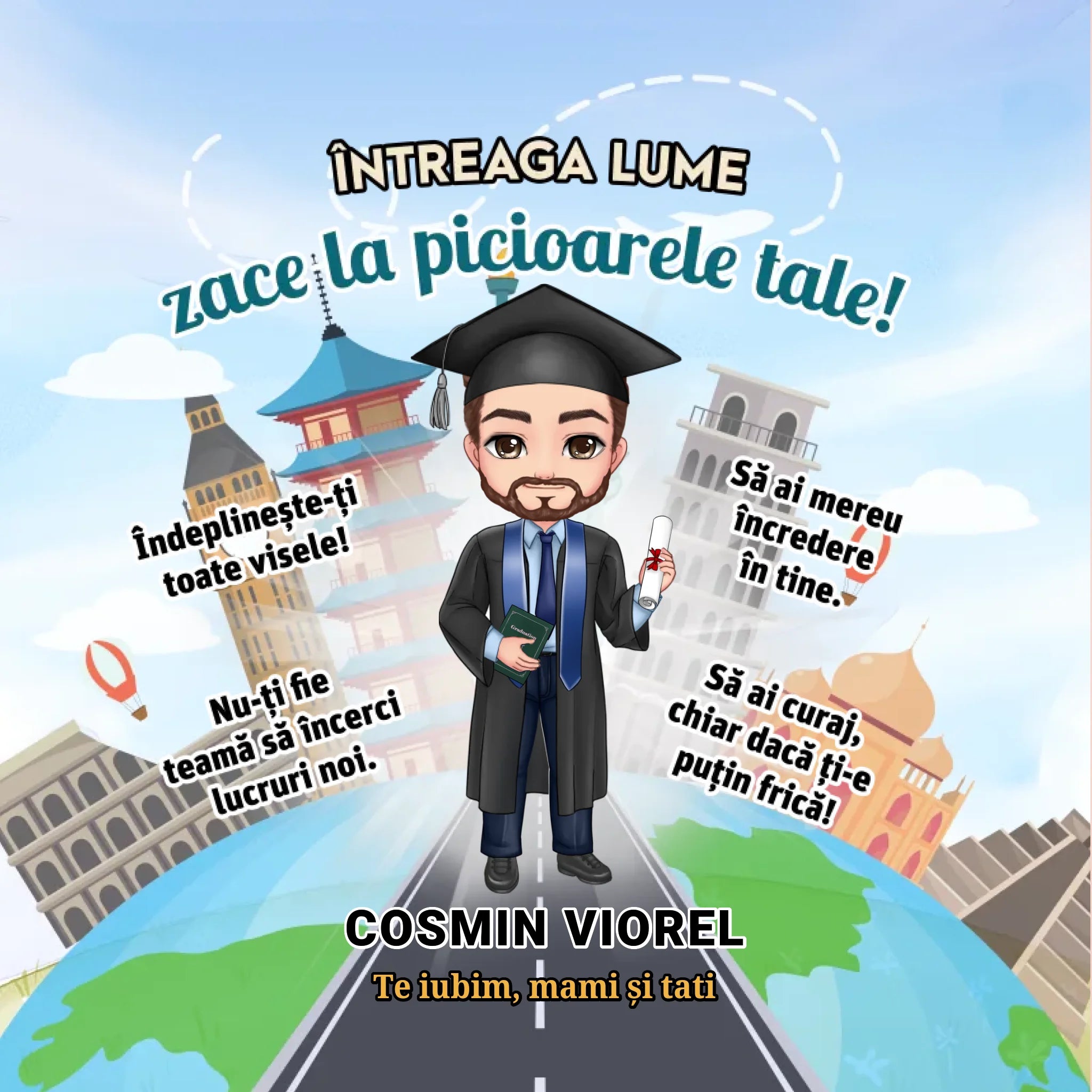 Pernă cadou de Absolvire pentru băieți