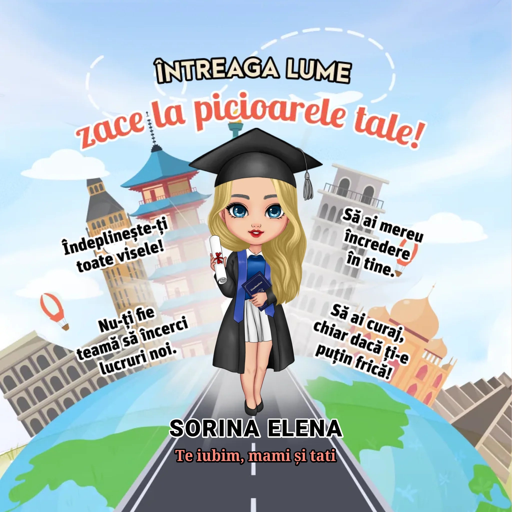 Pernă cadou de Absolvire pentru fete