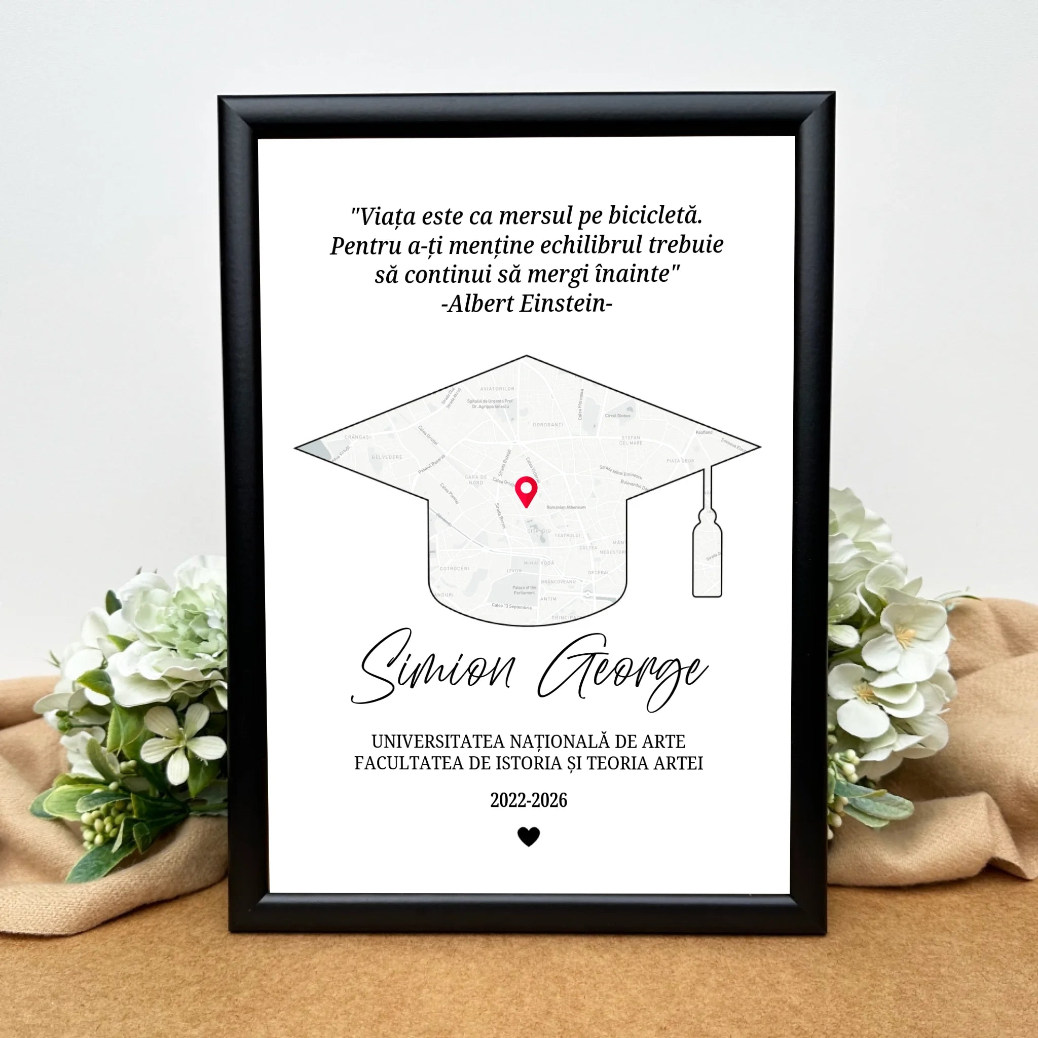 Tablou personalizat cu hartă pentru Absolvire