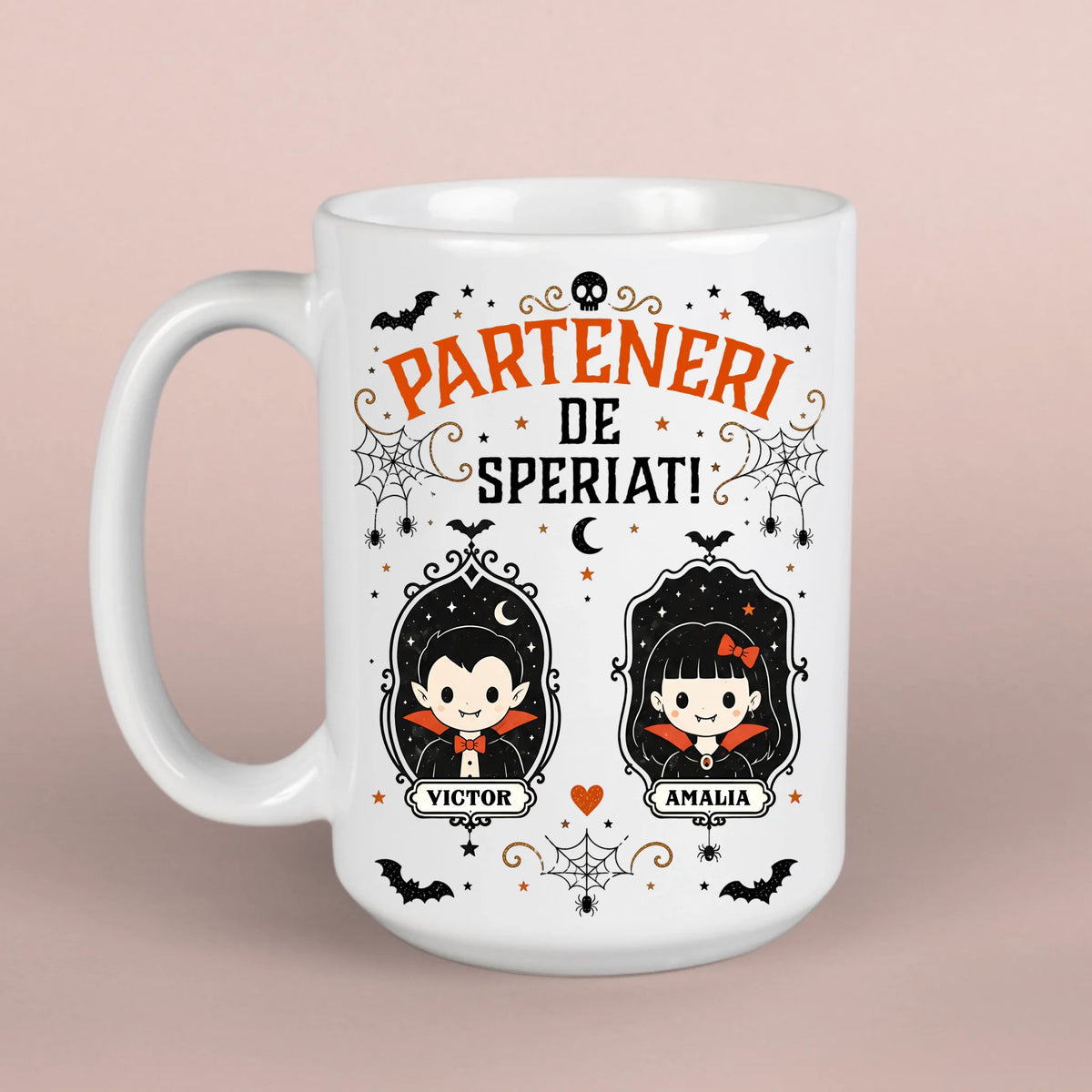 Parteneri de speriat - Cană de Halloween pentru cupluri