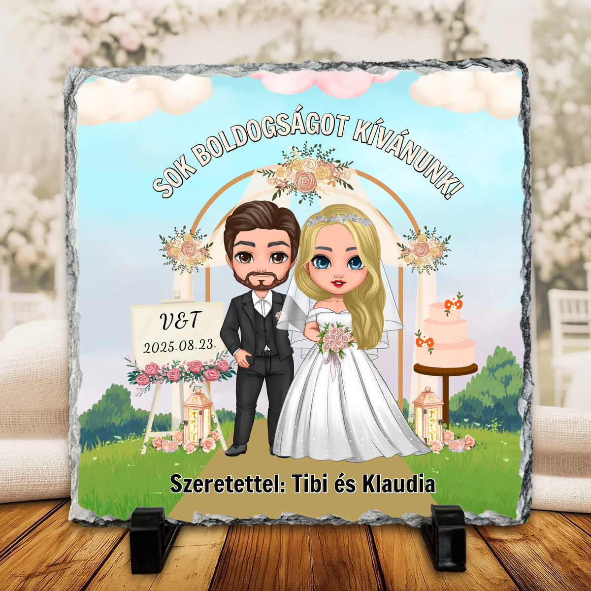 Esküvői ajándék dekor kőtábla