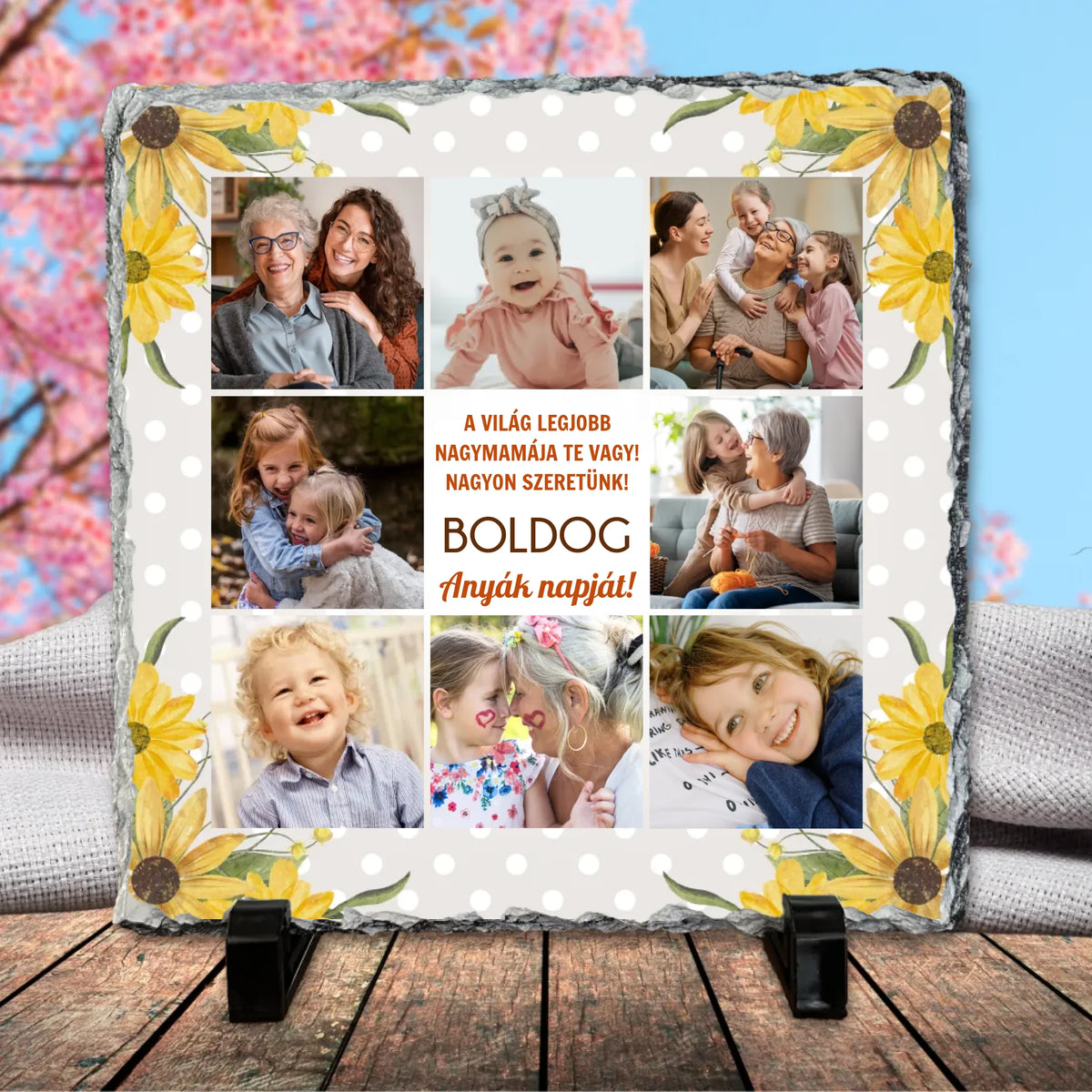 Fényképes kőtábla nagymamának - anyák napjára