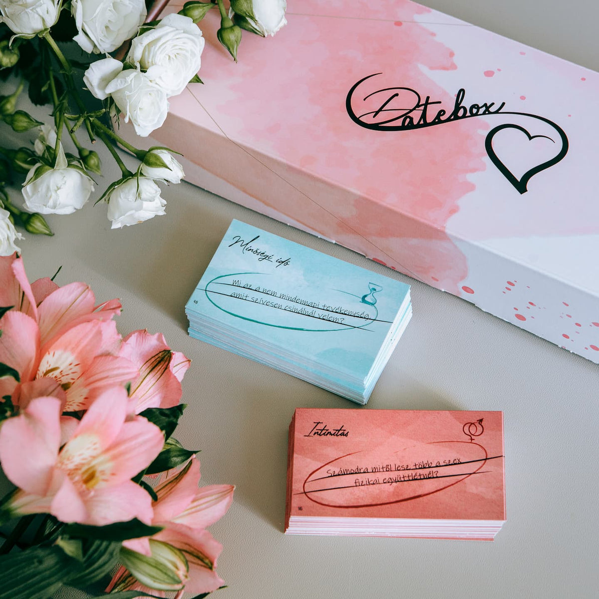 Datebox kártyajáték pároknak, romantikus ajándék évfordulóra
