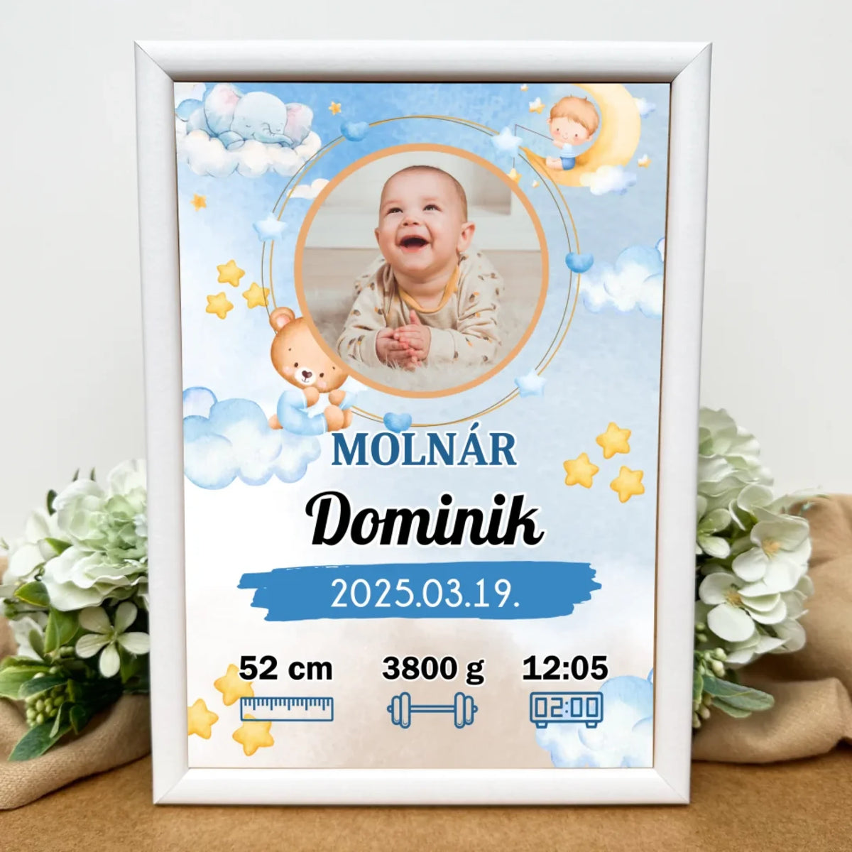 Kisfiús baba emlékőrző kép - saját fotóval