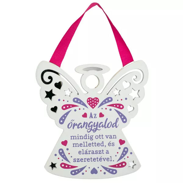 Angyal alakú fehér színű falidísz lány testvérnek