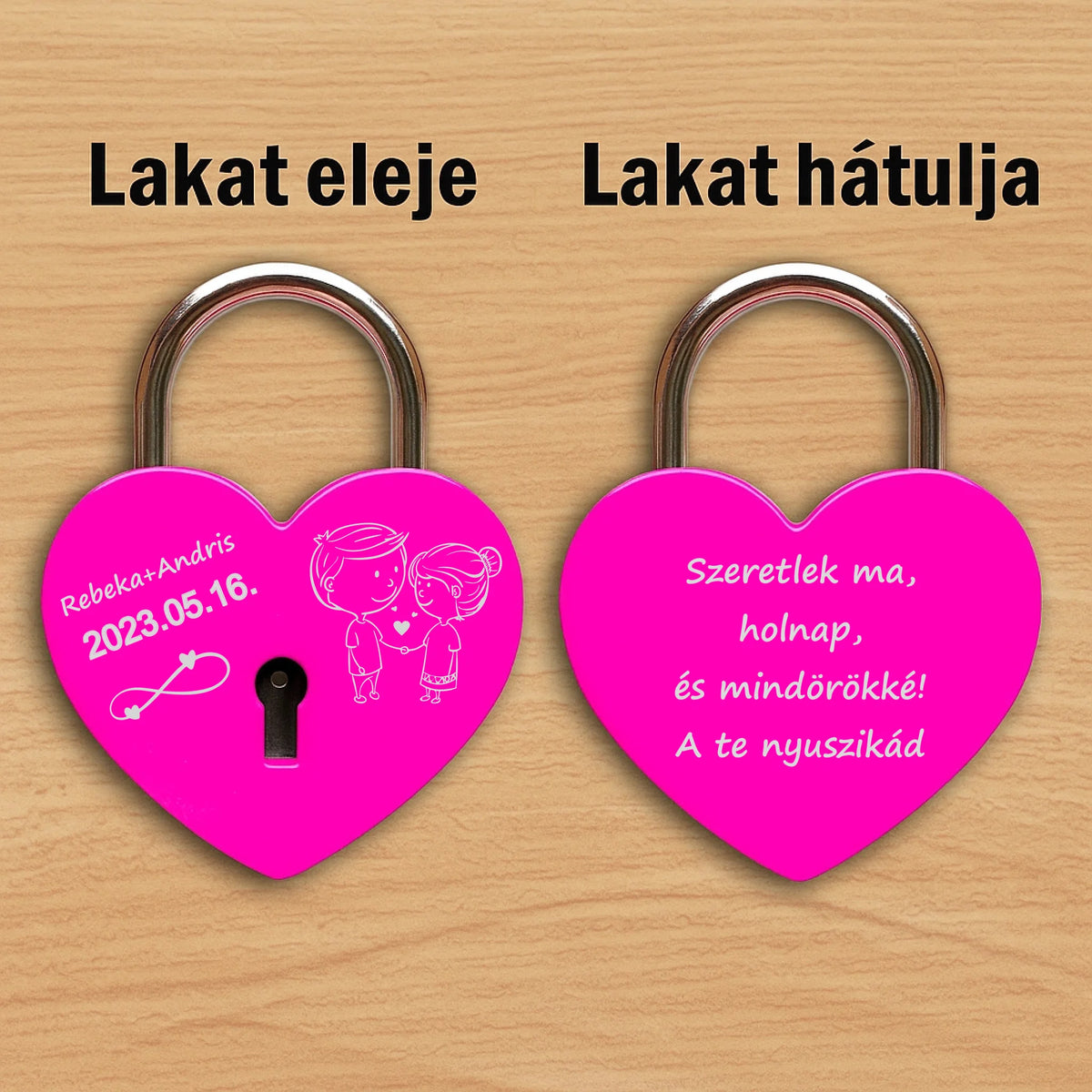 Rózsaszín szív lakat 2 oldalas