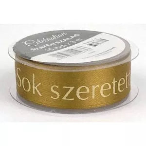 Sok szeretettel feliratú barna szatén szalag