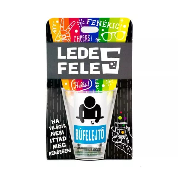 Ledes feles üveg, vicces felirattal, Búfelejtő