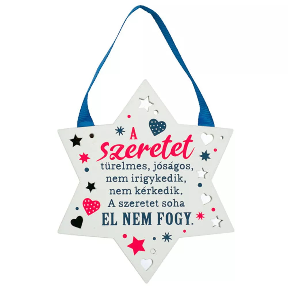 Csillag alakú falra akasztható dísz - a szeretet