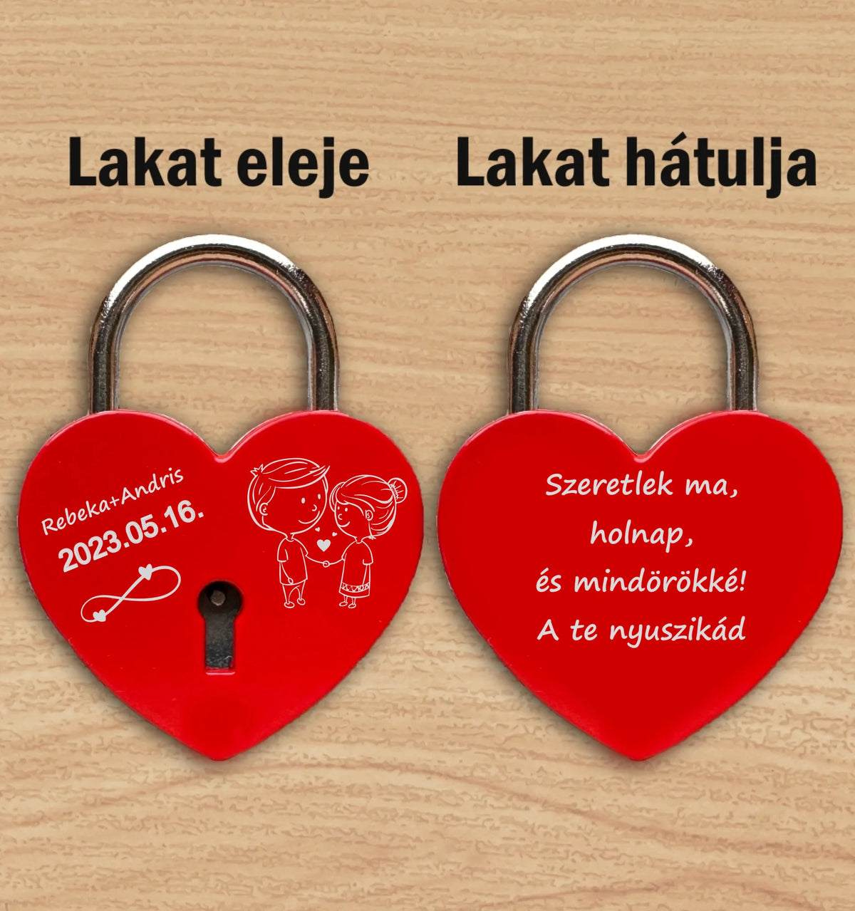 szív lakat piros színben